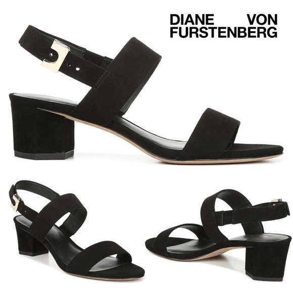 Diane Von Furstenberg Shoes - DIANE VON FURSTENBERG Link Black Slingback Sandals